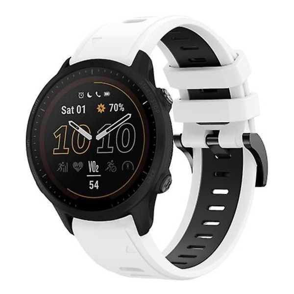 For Garmin Forerunner 955 22mm To-farget Sports Silikon Watch Band White-Black