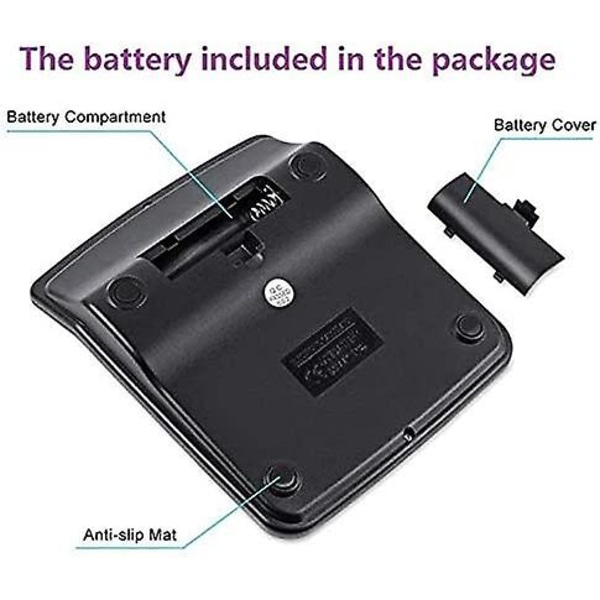 Elektronisk skrivebordslommeregner med 12-cifret stort display, solbatteri, LCD-display, kontorlommeregner, sort