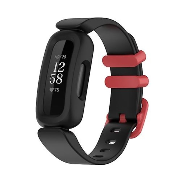 For Fitbit Ace 3 Silikon integrert klokkerem Black Red Buckle