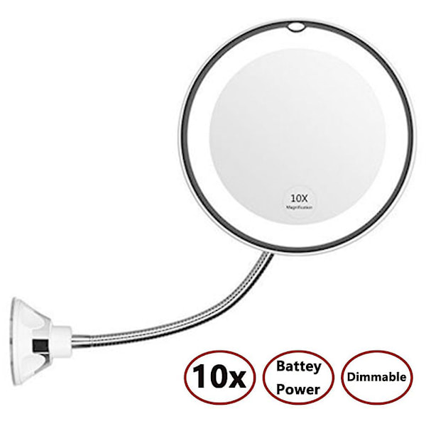 Led Illuminated Make-up Mirror, 10x Magnification, 360 Swivel