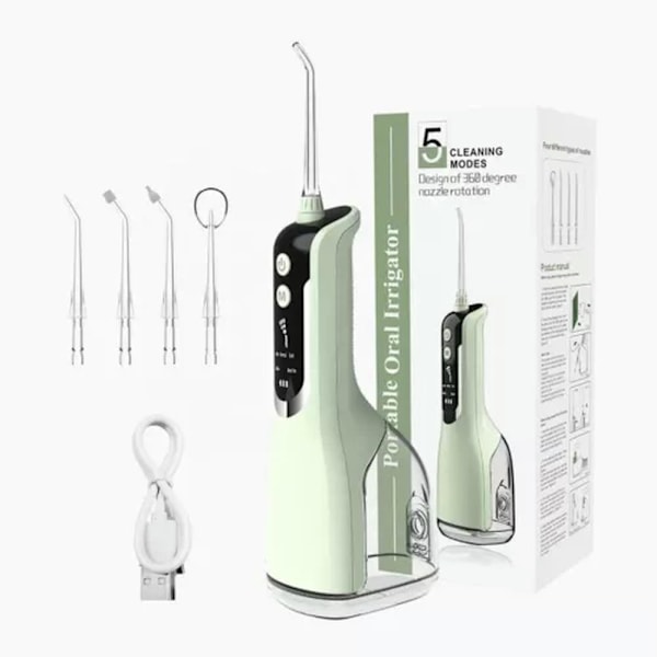 Oral Irrigator Dental Water Jet 5 Speeds 330Ml IPX7 Green