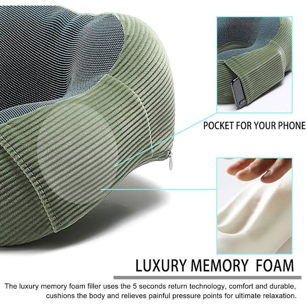 Memory Foam Rejsepude 360-Graders Hovedstøtte grøn