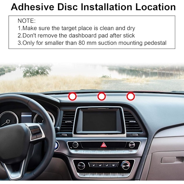 8-delt Disk Dashbord Pad Monteringssugerkopp Pad Disk