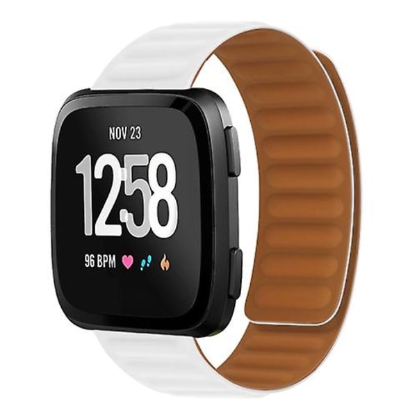 Til Fitbit Versa 4/3/Sense 2 20mm magnetisk silikoneurrem White