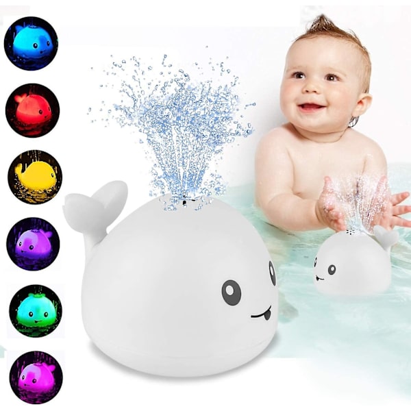 Baby badelegetøj, hval automatisk spray vand badelegetøj med LED-lys, induktion sprinkler badekar bruser pool badeværelse springvand legetøj til småbørn børn
