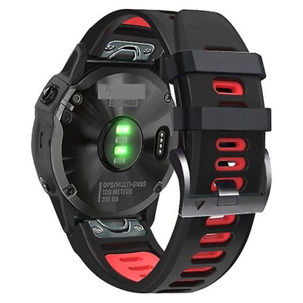 For Garmin Tactix 7 26 mm silikon sportsklokkerem i to farger Black-Red