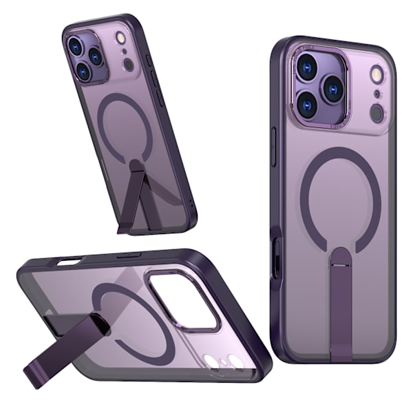 Magsafe-deksel for iPhone 17 Pro med sammenleggbart stativ, lilla