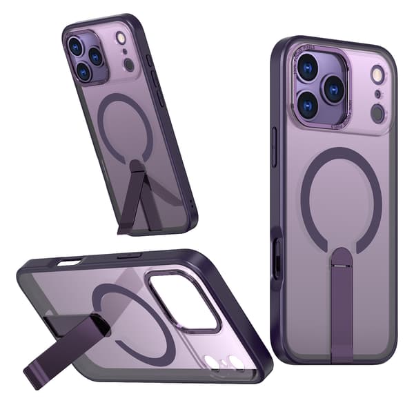 Magsafe-skal för iPhone 17 Pro Max med vikbart stativ, lila