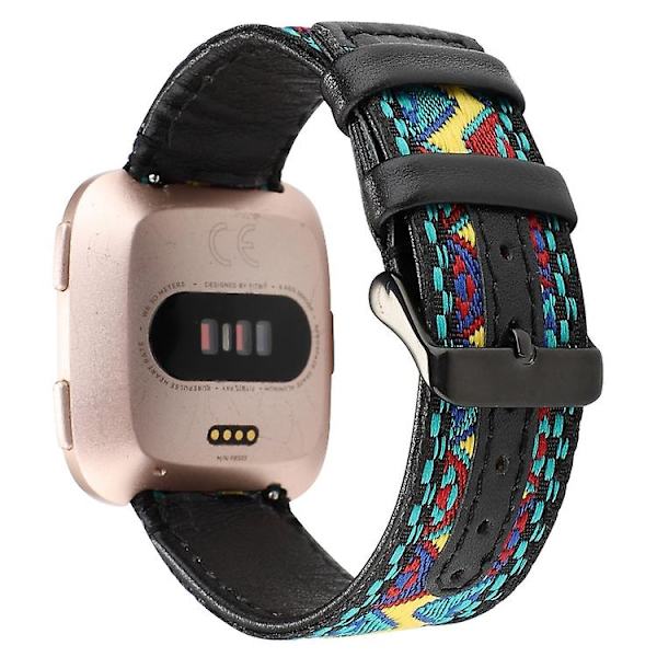 Til Fitbit Versa etnisk stil ægte læderurrem Fresh