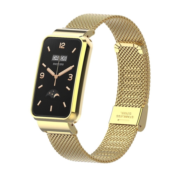 Milanese stropp+veske for Xiaomi Mi Band 7 Pro rustfritt stål Pustende armbånd erstatning håndleddsstropp for Mi Band 7 Pro belte Gold