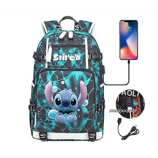 Lilo og Stitch Skolesekker Kapasitet Ryggsekker Gutter Jenter Usb Lading Reise Stor Bærbar PC Studenter Skolesekk Bagpack photo color18
