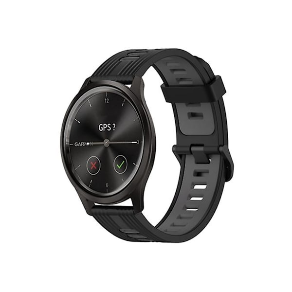 Rem för Garmin Move Style 20Mm Vertikalt Mönster Tvåfärgad Silikonklockarmband Svart-Grå