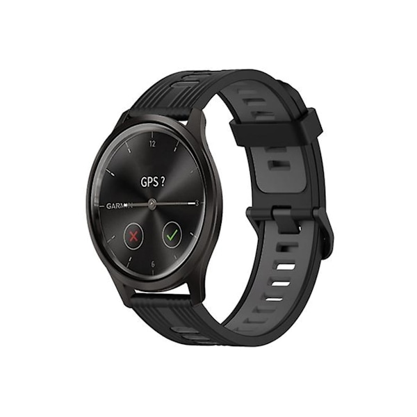Rem til Garmin Move Style 20Mm Vertikalt Mønster To-farvet Silikone Urrem Sort-Grå