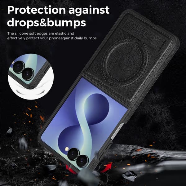 Magnetisk deksel til Samsung Galaxy Z Flip8 med sammenleggbart stativ Brown