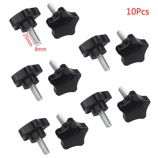 10 st M6/m8 handskruv Femstjärnigt format huvudgänga klämskruvar Bultknopp 8*25mm