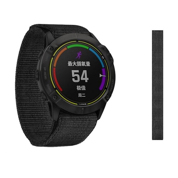 For Garmin Fenix ​​6x 26 mm strikket nylon løkkebånd Black