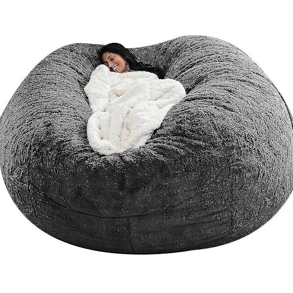 Lazy Sofa Bean Bag Konstgjord päls Bean Bag Bönsoffa dark grey 150cm*75cm
