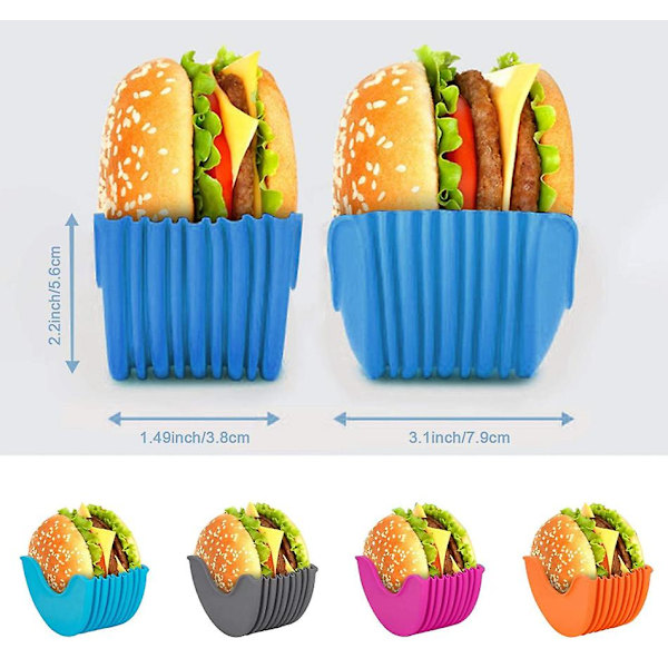 4 stk Hamburger Buns Fast Boks Burger Holder Sandwich Holder Gjenbrukbar Orange 4pcs