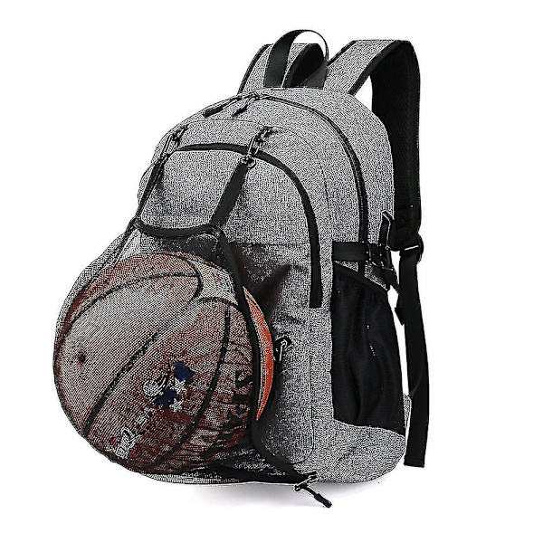 Usb-laddningsbasketväska Ryggsäck Hög kapacitet Herrryggsäck Mode/fritid/affärer grey
