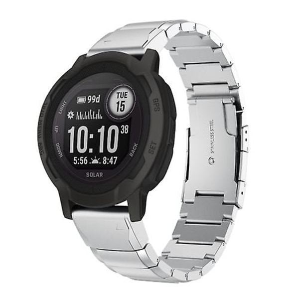 For Garmin Instinct 2 22mm Tortoise Shell rustfritt stål klokkebånd Sliver