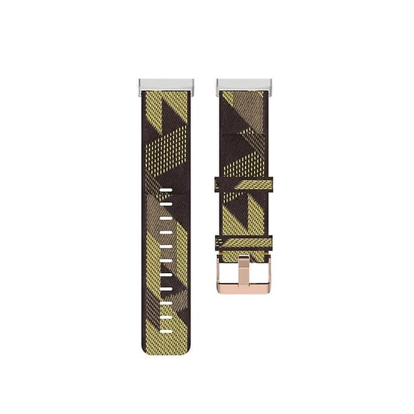Til Fitbit Versa 4 / Sense 2 Universal Nylon Vævet Canvas Urrem VCU Yellow Stripes