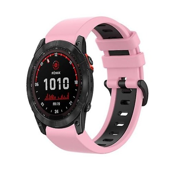 Til Garmin Fenix ​​7x 26mm Silikone Sports 2-farvet urbånd Pink-Black