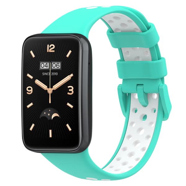 Stropp for Xiaomi Band 7 Pro Tofarget silikonstropp (Cyan Hvit)