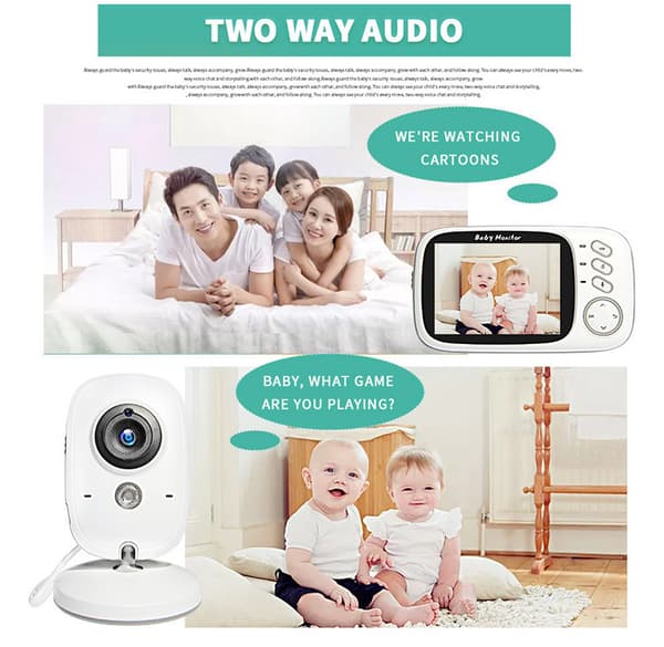 Babyalarm VB603 3,2 tommer LCD-skærm Nattesyn Tovejs stemmeintercomfunktion