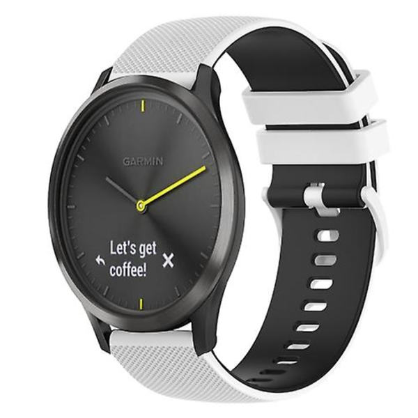 För Garmin Vivomove 20mm Rutigt tvåfärgat watch White-Black