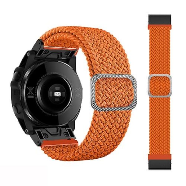 For Garmin Fenix ​​7 justerbart nylonflettet elastisitetsklokkebånd Orange