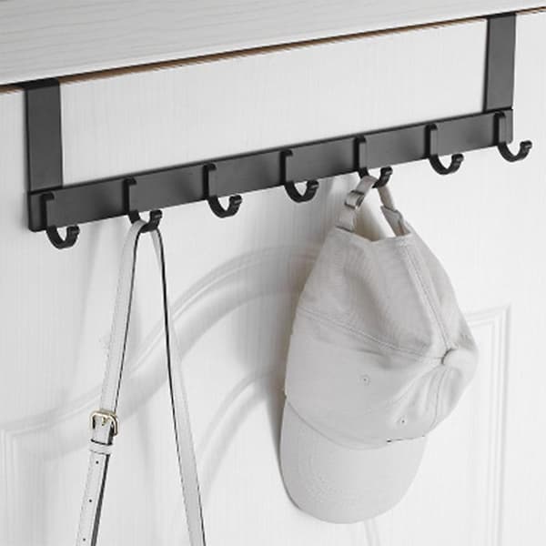 Over The Door Hook Hanger, Punch Free Coat Hooks Black