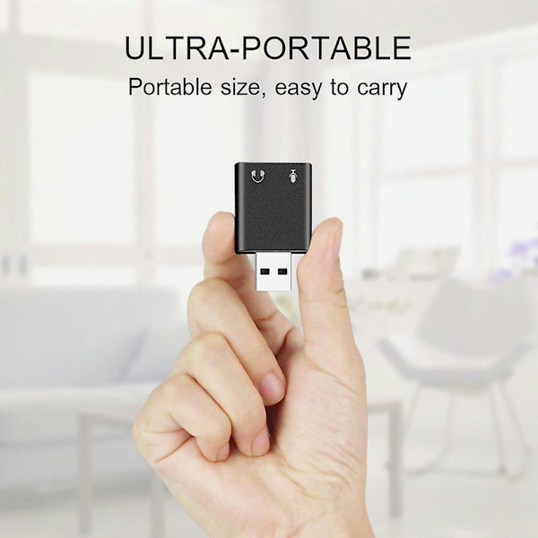 Fiauli Alloy Ulkoinen Äänikortti USB7.1 Ääniadapteri 3.5mm Liittimellä PC Kannettavalle