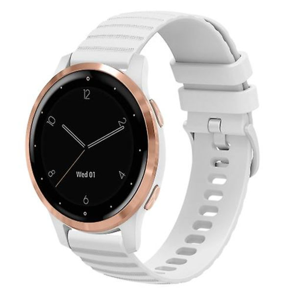 För Garmin Vivoactive 4s 18 mm vågigt prickigt enfärgat watch White