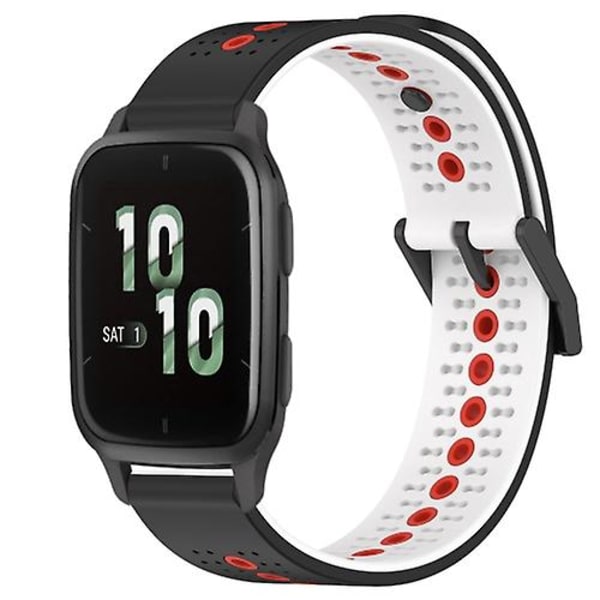 Til Garmin Forerunner Sq2 20mm Tricolor åndbart silikone urbånd Black-White-Red