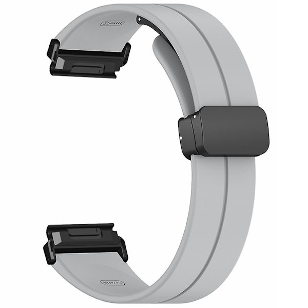 Til Garmin Fenix 7 / 6 / 5 22mm Rem til håndled Fleksibelt silikoneur med magnetisk spænde Grey