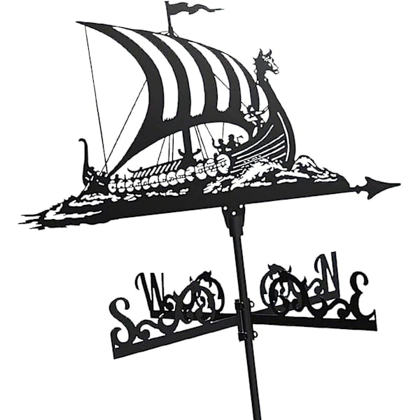 Viking slagskip metall værhane Vintage piratskip værhane vindretningsindikator for utendørs hage takdekorering