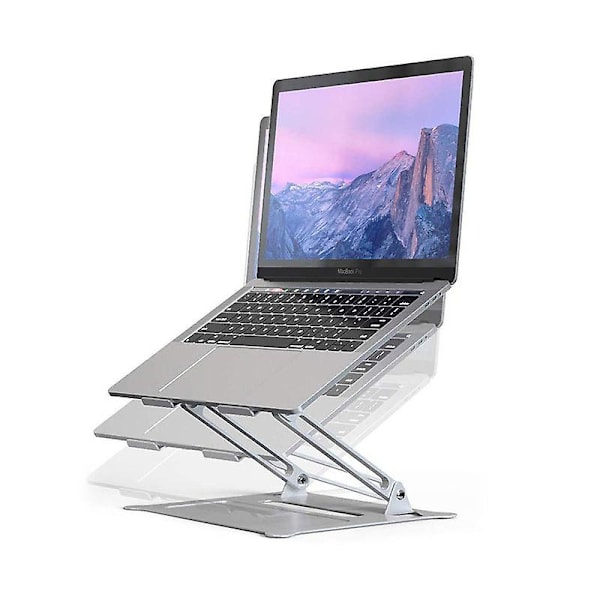 Justerbart laptopstativ, hopfällbart laptopstativ, ventilerat laptopstativ, hopfällbart, lätt Silver