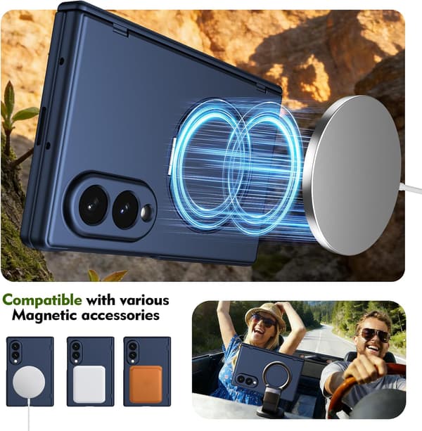 Etui til Samsung Galaxy Z Fold8, støtsikkert med magnetisk stativ og skjermbeskytter Grey