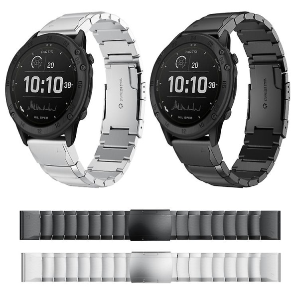 Til Garmin Tactix Delta 26mm Tortoise Shell rustfrit stål urbånd Sliver