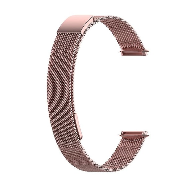 Ersättningsrem i rostfritt stål Magnetisk Milan Fashion Armband för Fitbit Luxe rose pink