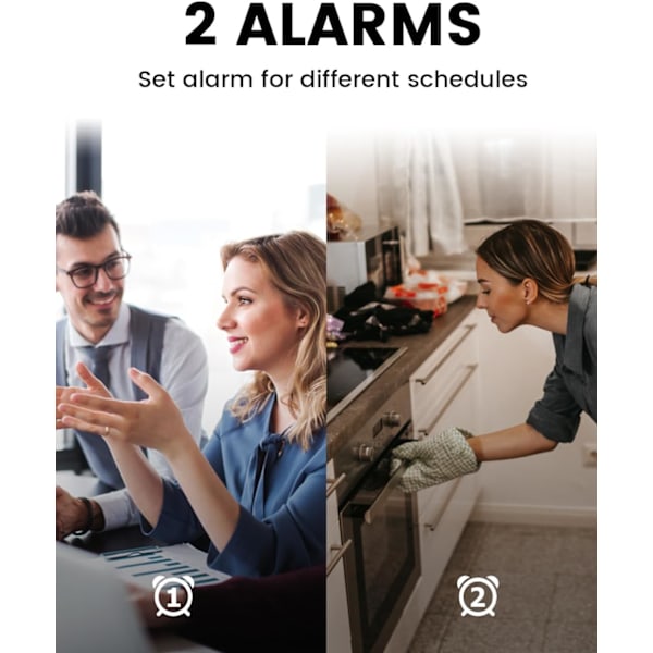 Väckarklocka för Sovrum, Digital Träklocka med Stora Siffror, Dubbla Alarm, Justerbar Hög Volym för Tunga Sovare, Snooze, 500% Dimmer 2#