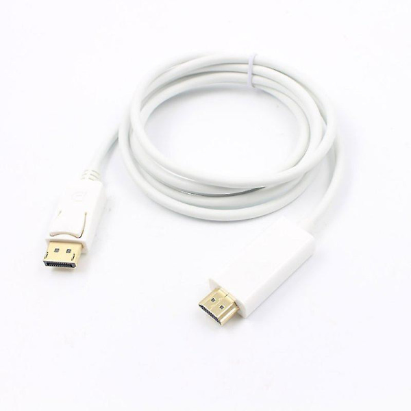 1080p Displayport til HDMI 1,8 m kabelkonverter(adapter) guldbelagt ledning White
