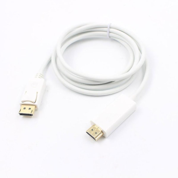 1080p Displayport to Hdmi 1,8m kaapelimuunnin (sovitin) kullattu johto White