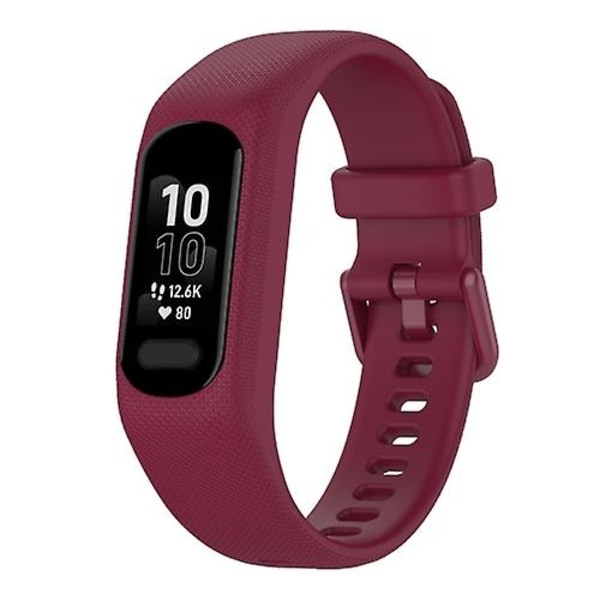 For Garmin Smart 5 Solid Color Silikon Klokkebånd Wine Red