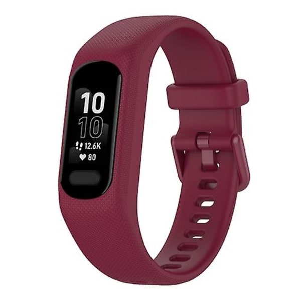 För Garmin Smart 5 Solid Colour Silicone Watch Band Wine Red