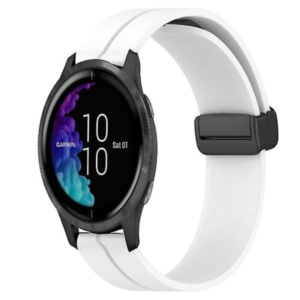 Til Garmin Venu 20 mm ensfarvet magnetisk lås silikone urbånd White