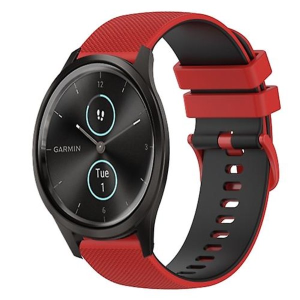 För Garmin Garminmove Style 20 mm rutigt tvåfärgat watch Red-Black