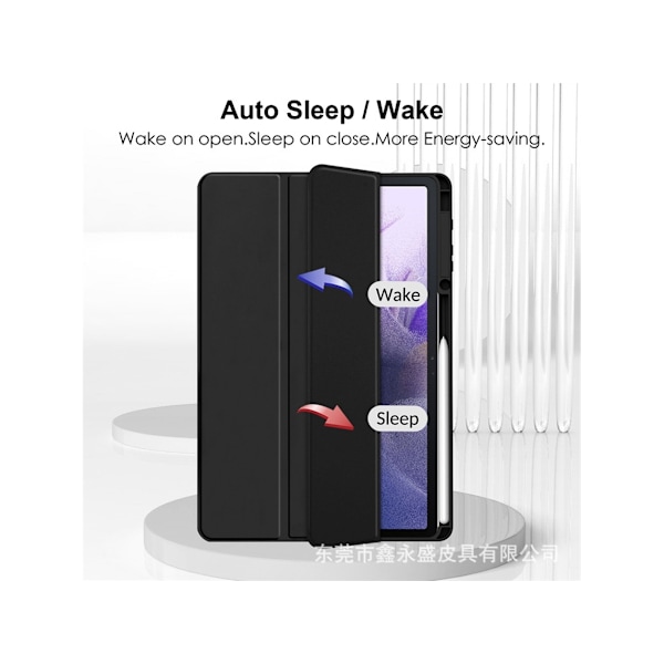 Etui til Samsung Galaxy Tab S9 Plus/s9 Fe Plus Akryl Nettbrett Beskyttelsesdeksel Svart