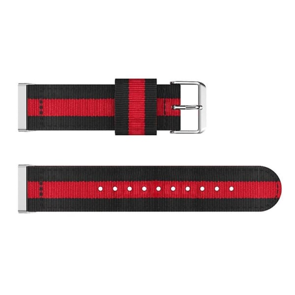 For Fitbit Versa 4 / Sense 2 Universal Stripe Nylon Watch Band Black Red Black