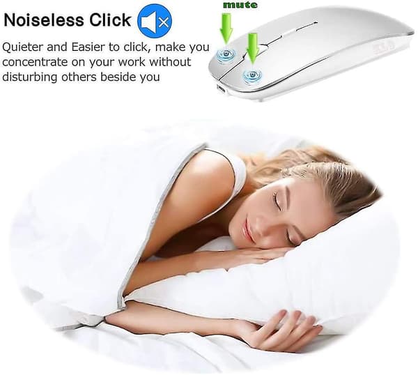 Trådløs Bluetooth-mus til Macbook Pro/macbook Air/ipad/laptop/imac/pc Silver